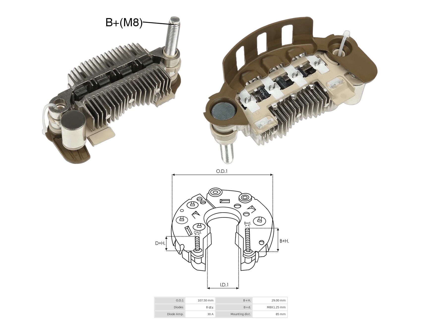 ALTERNATOR DIOT TABLASI MITSUBISHI L300 Y.M. 8 DIOT 85MM