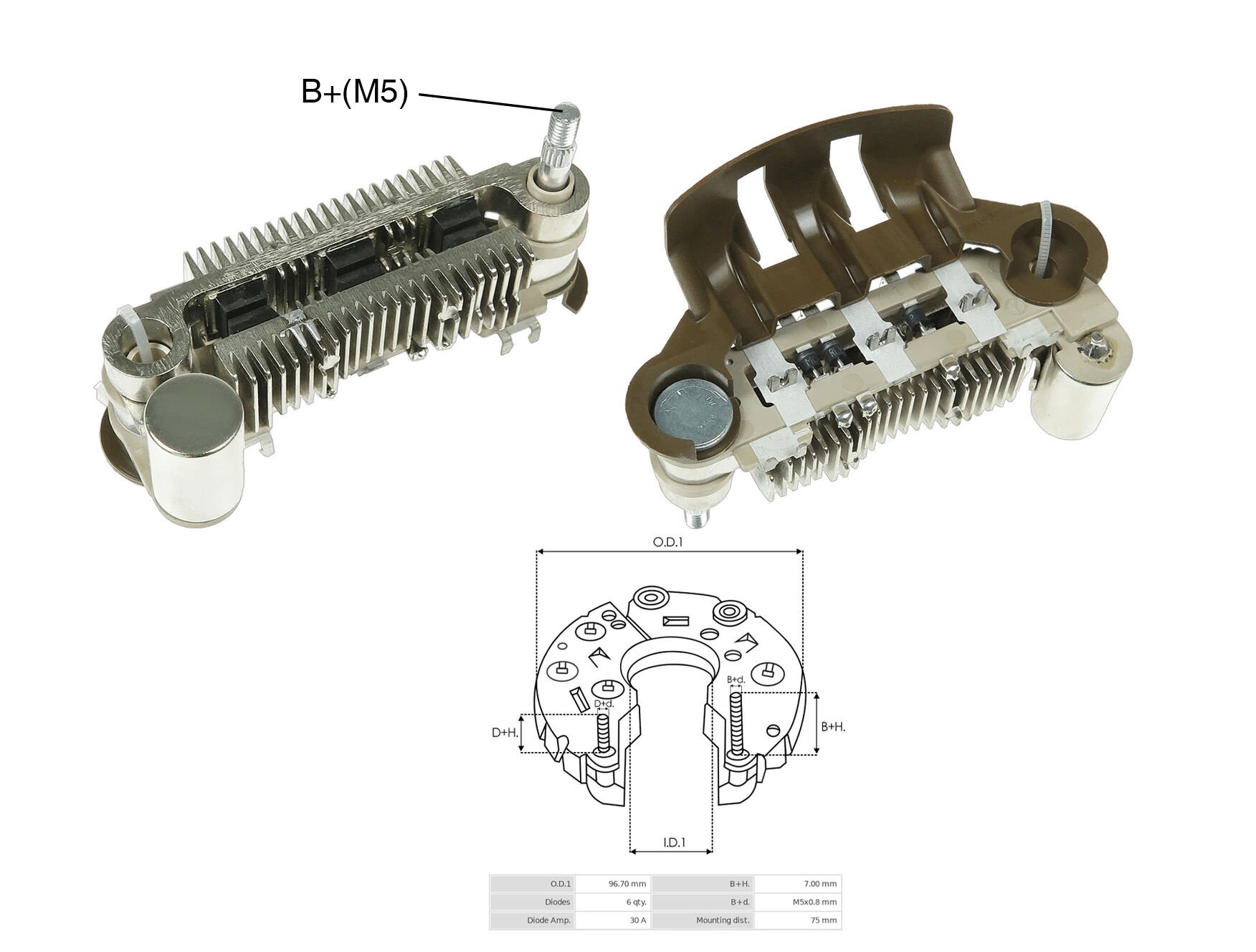 ALTERNATOR DIOT TABLASI MAZDA 323 / PEUGEOT 309 / CITROEN C15 75MM