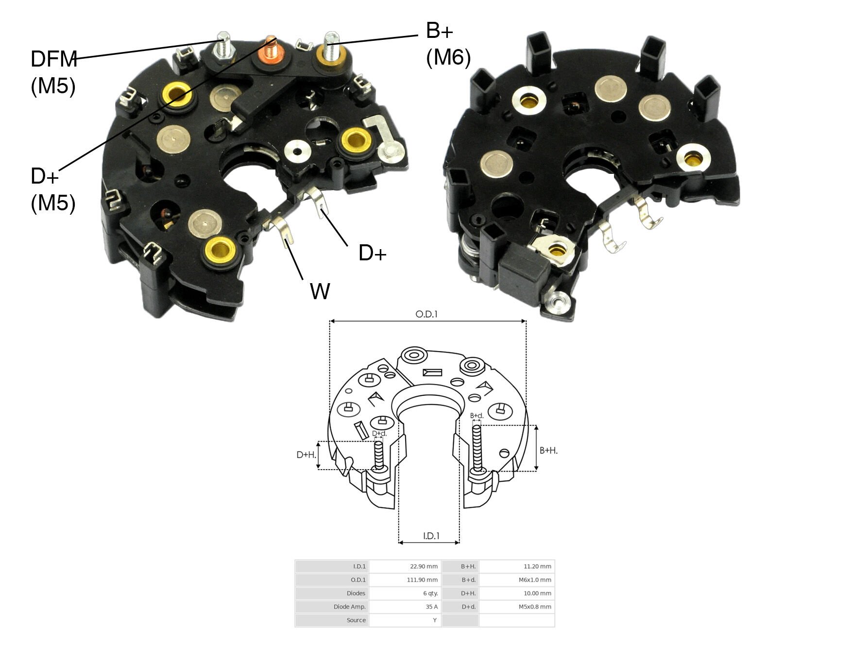 ALTERNATOR DIOT TABLASI FORD / SKADA FELICIA BOSCH:1127319570 112MM