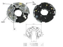 ALTERNATOR DIOT TABLASI VOLVO KAMYON 3 FIS B + CIVATA DEVIR SAATI CIKISLI 114MM