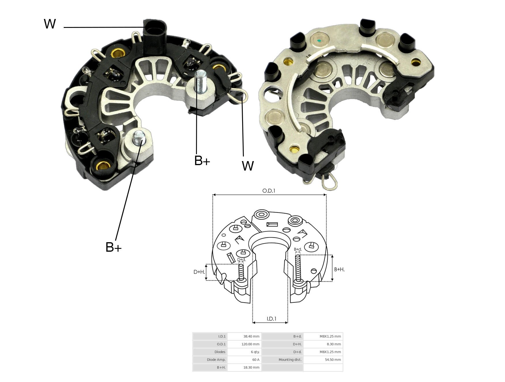 ALTERNATOR DIOT TABLASI VOLKSWAGEN TRANSPORTER Y.M. (DEVIR SAAT CIKISLI) BOSCH: FOOM133207 120MM