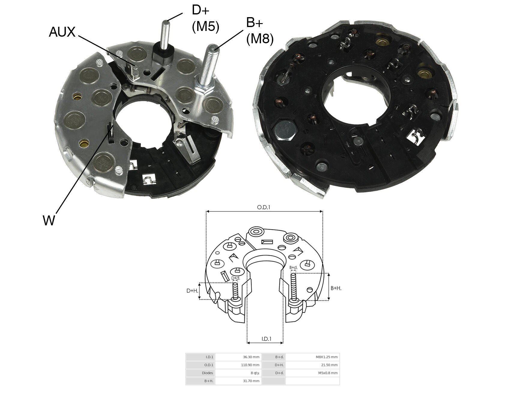 ALTERNATOR DIOT TABLASI JOHNDEERE DEUTZ KHD IVECO NEW HOLLAND CASE 114MM